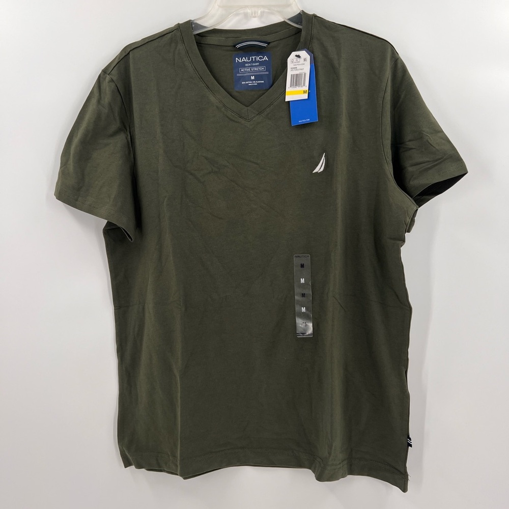 Nautica v-neck olive green t-shirt new